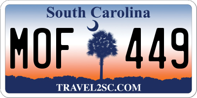 SC license plate MOF449