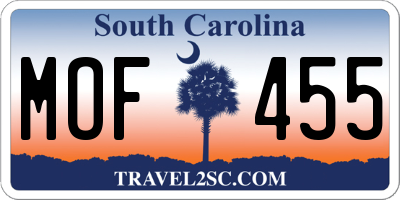 SC license plate MOF455