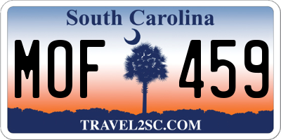 SC license plate MOF459