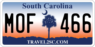 SC license plate MOF466