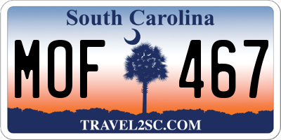 SC license plate MOF467