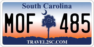 SC license plate MOF485