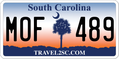 SC license plate MOF489