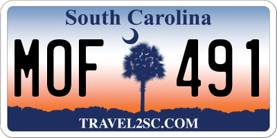 SC license plate MOF491