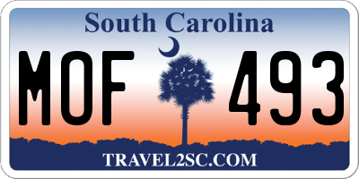 SC license plate MOF493