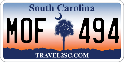 SC license plate MOF494