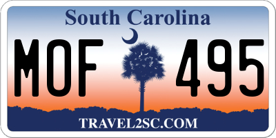 SC license plate MOF495