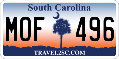 SC license plate MOF496