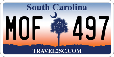 SC license plate MOF497