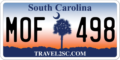 SC license plate MOF498