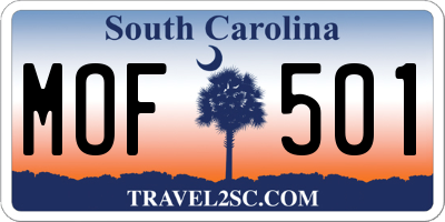 SC license plate MOF501