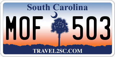 SC license plate MOF503