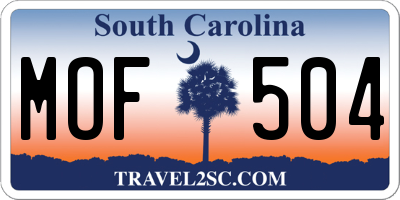 SC license plate MOF504