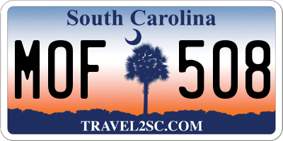 SC license plate MOF508