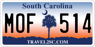 SC license plate MOF514