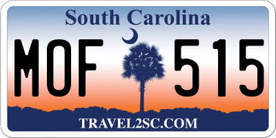 SC license plate MOF515