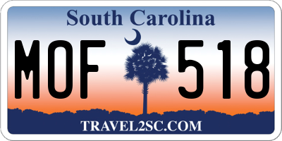 SC license plate MOF518
