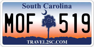 SC license plate MOF519