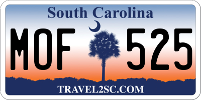 SC license plate MOF525