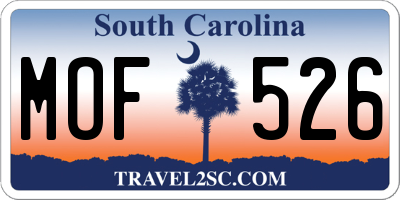 SC license plate MOF526