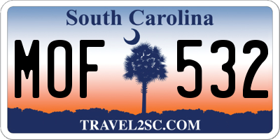 SC license plate MOF532
