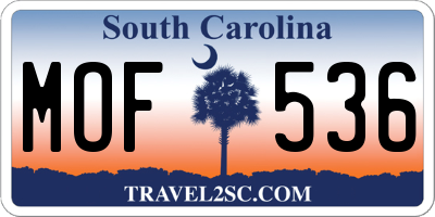 SC license plate MOF536
