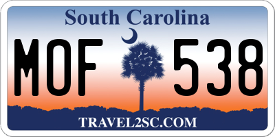 SC license plate MOF538