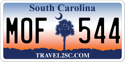 SC license plate MOF544