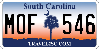 SC license plate MOF546
