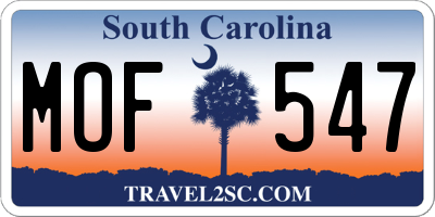 SC license plate MOF547