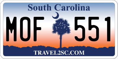 SC license plate MOF551