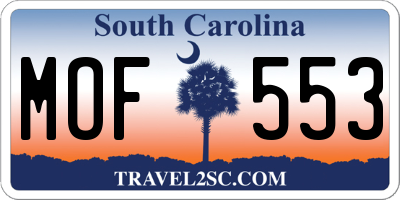 SC license plate MOF553