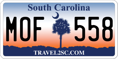 SC license plate MOF558