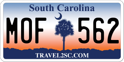 SC license plate MOF562
