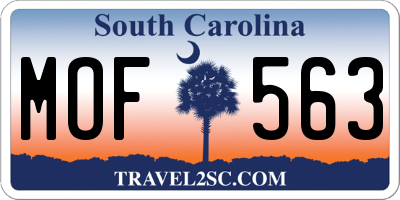 SC license plate MOF563
