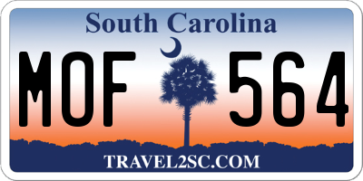 SC license plate MOF564