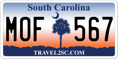 SC license plate MOF567