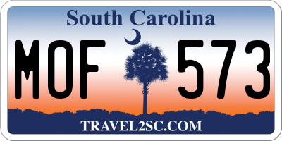 SC license plate MOF573
