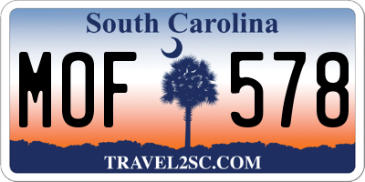 SC license plate MOF578