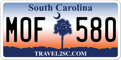 SC license plate MOF580