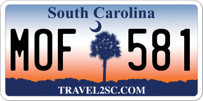 SC license plate MOF581