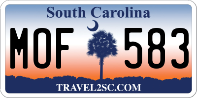 SC license plate MOF583