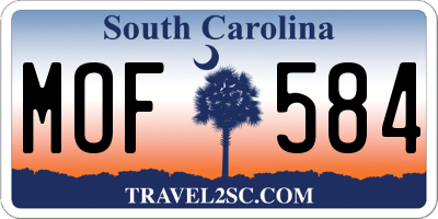SC license plate MOF584
