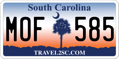 SC license plate MOF585