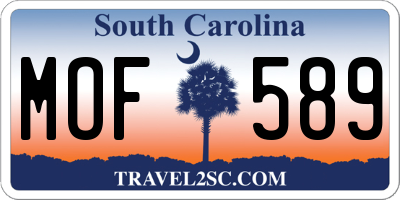 SC license plate MOF589
