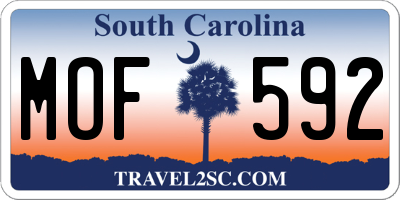 SC license plate MOF592