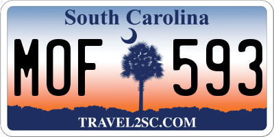 SC license plate MOF593