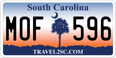 SC license plate MOF596