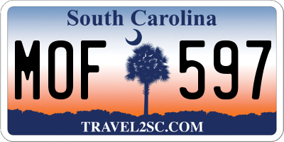 SC license plate MOF597