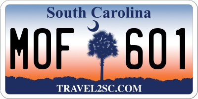 SC license plate MOF601